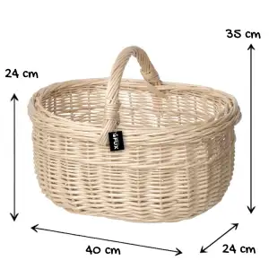 Einkaufskorb Weide oval hell geflochten stabiler Henkel...