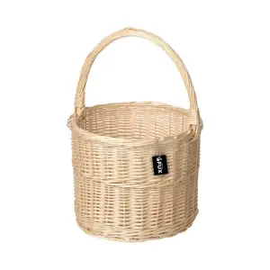 Einkaufskorb rund Weidenkorb hell geflochten hoher Henkel...
