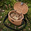 Anglerkorb Weide geflochten mit Schultergurt Leder Verschluss 33x23cm