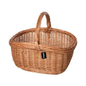 Einkaufskorb oval dunkel Weide geflochten stabiler Henkel...