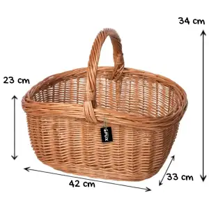 Einkaufskorb oval dunkel Weide geflochten stabiler Henkel...