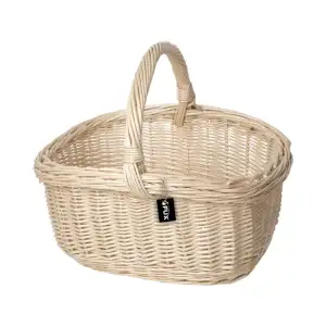 Einkaufskorb oval helle Weide geflochten stabiler Henkel...