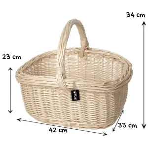 Einkaufskorb oval helle Weide geflochten stabiler Henkel...