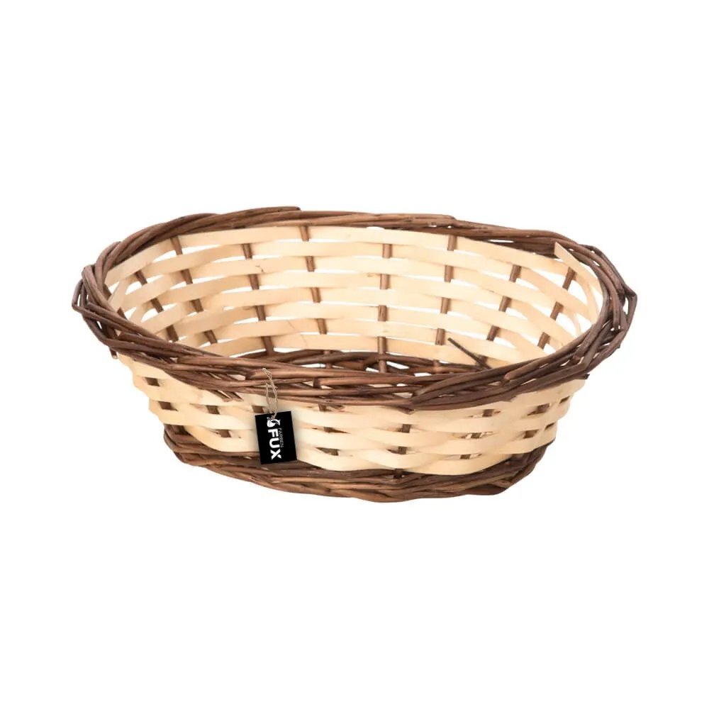 Kleine Holzschale oval hell Weidenrand geflochten Dekoschale