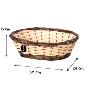 Große Holzschale oval hell Weidenrand geflochten...