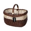 Einkaufskorb zweifarbig Weide geflochten Zierband Henkel 40x28cm
