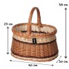 Handkorb oval Weide zweifarbig geflochten Zopfrand Henkel 40x30cm