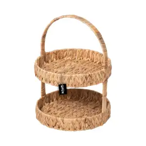 Etagere 2 teilig Wasserhyazinthe rund geflochten...