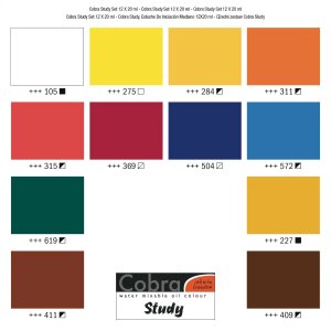 Ölfarben Set für Anfänger Cobra Study wasservermischbar 12 x 20 ml