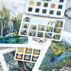 Nature Journaling Set hochwertig Van Gogh Aquarellfarben...