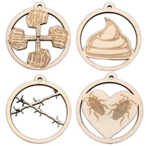 Hässliche Weihnachtsdekoration aus Holz Baumschmuck...