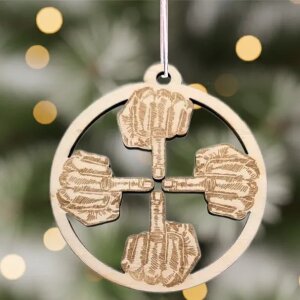 Hässliche Weihnachtsdekoration aus Holz Baumschmuck...