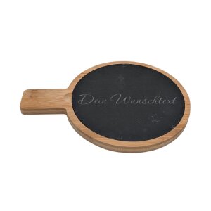 Servierbrett Schiefer rund 22 cm  mit Wunschtext Gravur...
