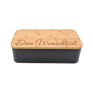 Brotkasten schwarz 42x23x13 cm mit Wunschtext Gravur...