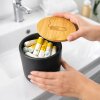 Keramik Tampon Aufbewahrungsdose mit Bambusdeckel hygienisch und stilvoll im Bad
