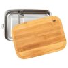 Herbertz CJH Edelstahl-Lunchbox M 850 ml mit Bambusdeckel und Fachteiler