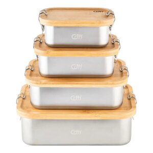 Herbertz CJH Edelstahl Lunch Box XL mit Bambus-Deckel