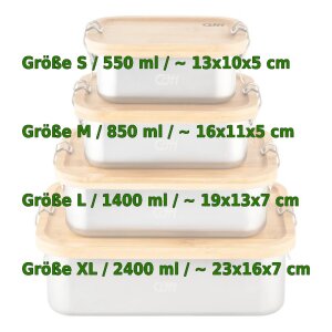 Herbertz CJH Edelstahl Lunch Box XL mit Bambus-Deckel