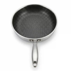 Bratpfanne Edelstahl 24 cm Induktion mit Wabenstruktur, Keramikbeschichtung