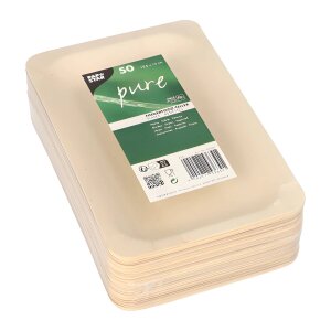 Fingerfood Teller Holz Einweg eckig 19,5 x 14 cm 50...