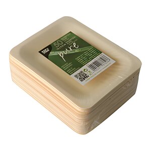 Fingerfood Teller Holz Einweg eckig 12 x 9,5 cm 50...