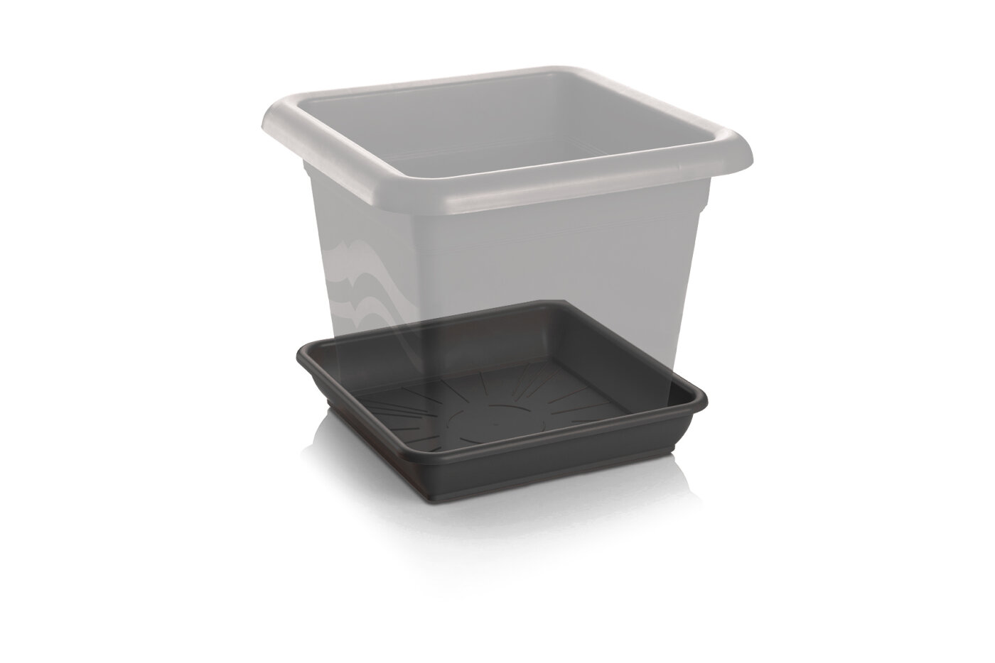 10 Blumentopf-Untersetzer Quadratisch, 29x29x4.4 Cm – Schwarz, Kunststoff, Für Indoor & Outdoor
